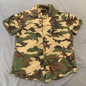 Obey Propaganda Shirt Mens Medium Multicolor Camo Short Sleeve Button Front